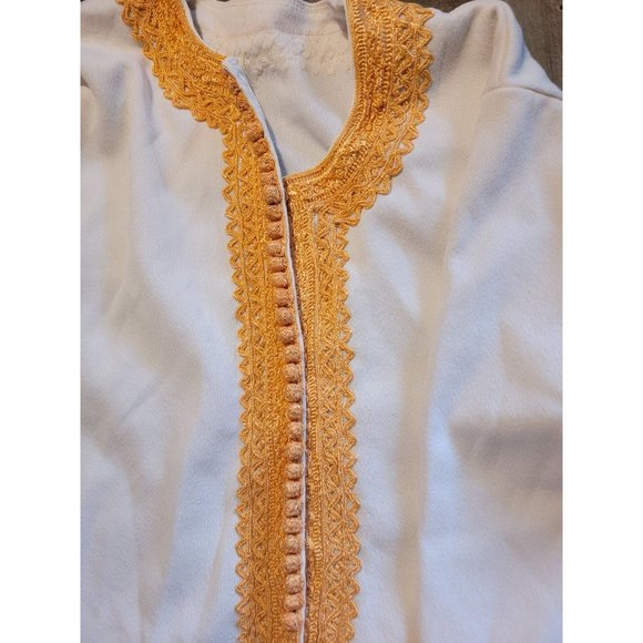 White gold trim pullover cover cardigan long sleeve - Picture 4 of 5